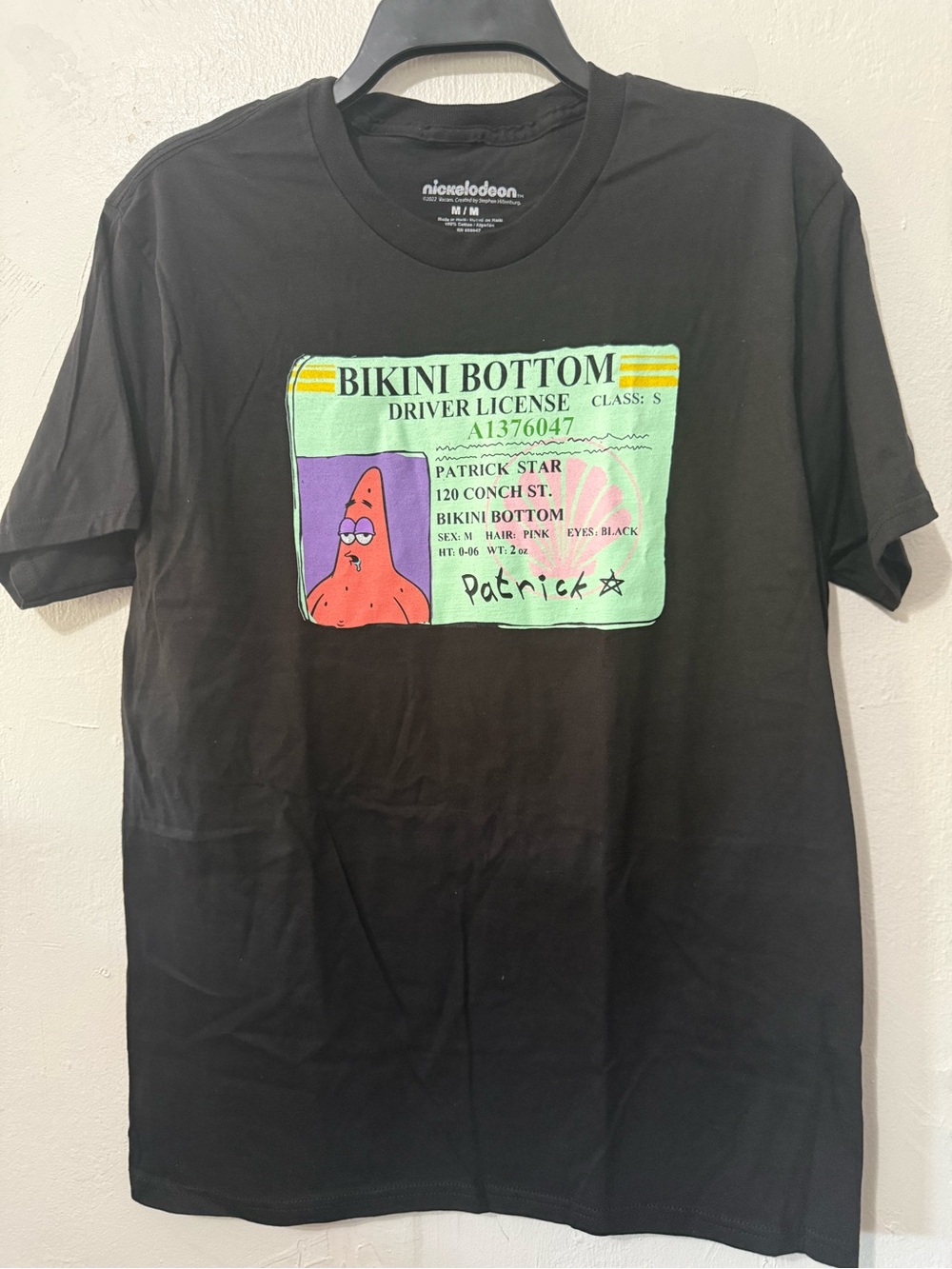 Nickelodeon Spongebob Bikini Bottom Patrick Star Black T-Shirt Boys Size Medium